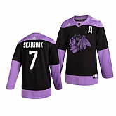 Blackhawks 7 Brent Seabrook Black Purple Hockey Fights Cancer Adidas Jersey Dzhi,baseball caps,new era cap wholesale,wholesale hats